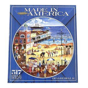 Ceaco Made in America BOARDWALK 517 Piece Round Jigsaw Puzzle